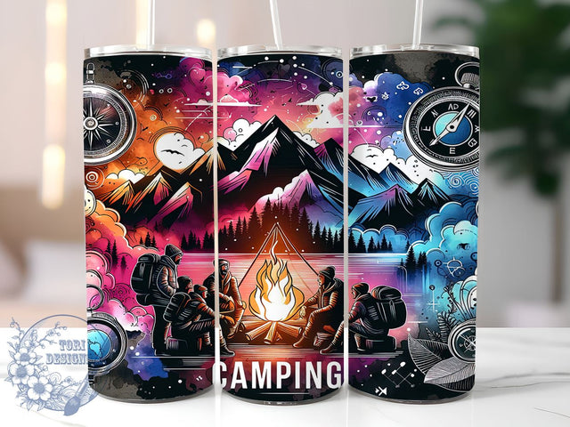 Summer Camping Life 20oz Skinny Tumbler, Camper Adventure Tumbler Png, Straight & Tapered Tumbler Wrap, Instant Digital Download Sublimation ToriDesigns 