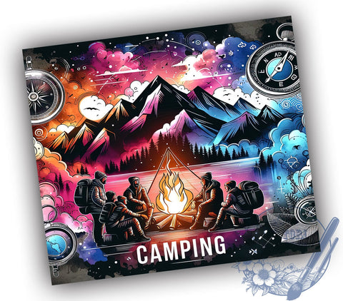 Summer Camping Life 20oz Skinny Tumbler, Camper Adventure Tumbler Png, Straight & Tapered Tumbler Wrap, Instant Digital Download Sublimation ToriDesigns 