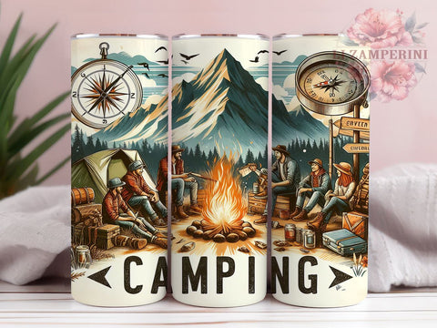 Summer Camping Life 20oz Tumbler Wrap PNG, Camper Adventure Tumbler Png, Straight & Tapered Tumbler Wrap, Instant Digital Download Sublimation Li Zamperini 