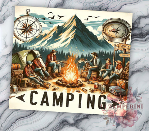 Summer Camping Life 20oz Tumbler Wrap PNG, Camper Adventure Tumbler Png, Straight & Tapered Tumbler Wrap, Instant Digital Download Sublimation Li Zamperini 