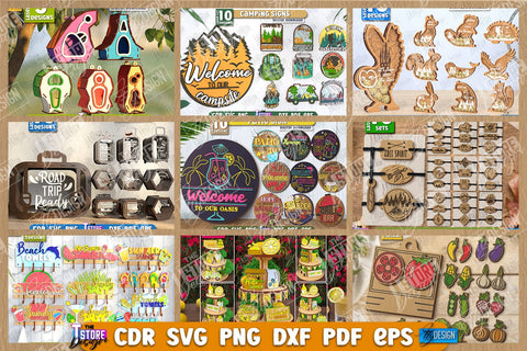 Summer & Camping Mega Bundle Laser Cut | Summer Welcome Signs | Camping Keychain | Summer Quotes SVG | Camping Signs | Surf | Summer Earrings SVG SVG The T Store Design 