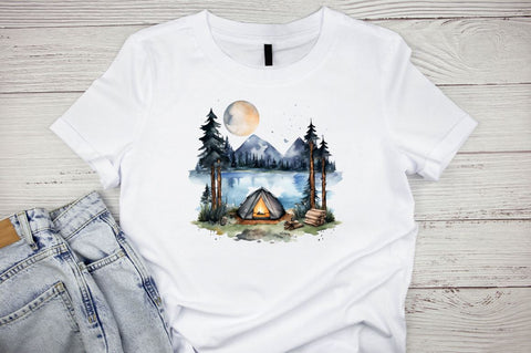 Summer Camping Watercolor Clipart Bundle Sublimation Designangry 