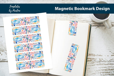 Summer Cat Printable Rectangle Magnetic Bookmark SVG Templates by Pauline 