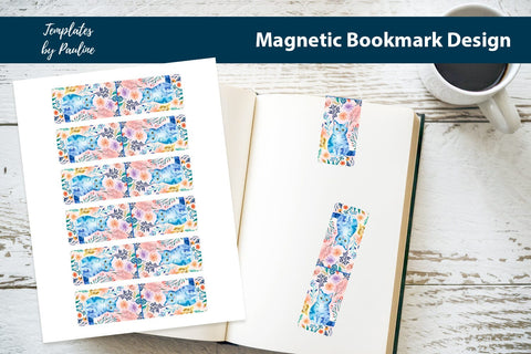 Summer Cat Printable Rectangle Magnetic Bookmark SVG Templates by Pauline 