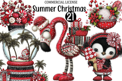 Summer Christmas Clipart Bundle. Sublimation SVGArt 