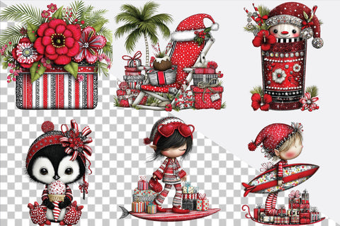 Summer Christmas Clipart Bundle. Sublimation SVGArt 