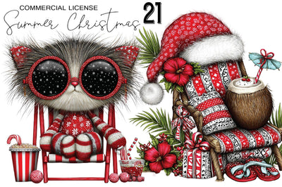 Summer Christmas Clipart Bundle. Sublimation SVGArt 