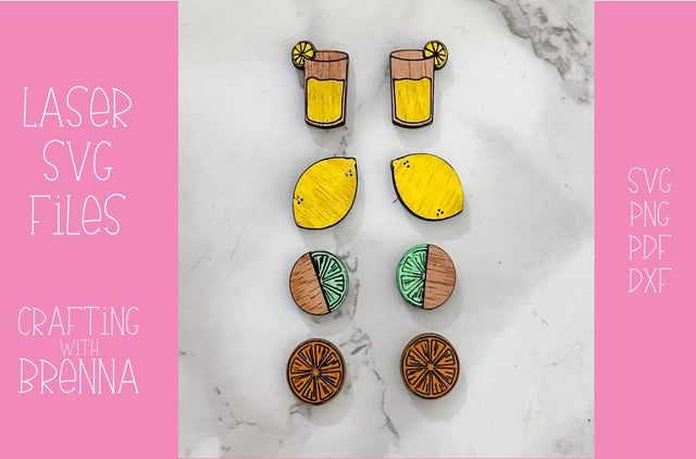 Summer Citrus Stud Earrings Laser SVG File SVG Crafting With Brenna 