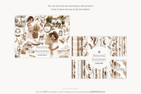 Summer Clipart Beach Art | Neutral Beige PNG Boho Girl Woman SVG GlamArtZhanna 