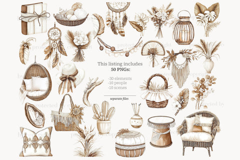 Summer Clipart Beach Art | Neutral Beige PNG Boho Girl Woman SVG GlamArtZhanna 