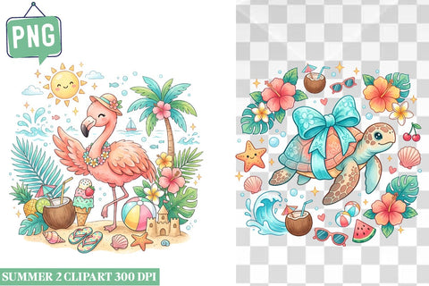 Summer Clipart Bundle,Beach Sublimation Bundle,Summer,Beach,Summer png,Beach Clipart png,summer clipart, summer png, tropical clipart, beach png, flamingo clipart Sublimation BlackCatsMedia 