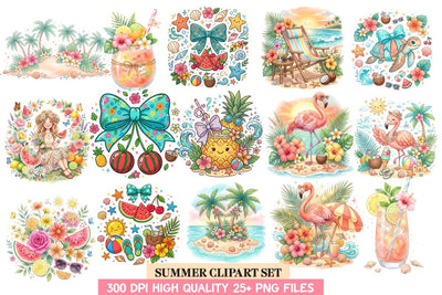 Summer Clipart Bundle,Beach Sublimation Bundle,Summer,Beach,Summer png,Beach Clipart png,summer clipart, summer png, tropical clipart, beach png, flamingo clipart Sublimation BlackCatsMedia 