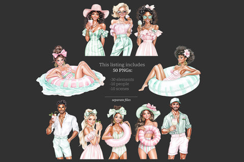 Summer Clipart | Pink Glam Vacation | Resort Pool | Tropical SVG GlamArtZhanna 