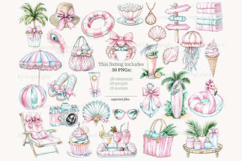 Summer Clipart | Pink Glam Vacation | Resort Pool | Tropical SVG GlamArtZhanna 