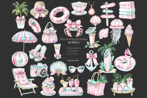 Summer Clipart | Pink Glam Vacation | Resort Pool | Tropical SVG GlamArtZhanna 