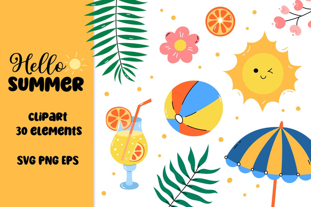 Summer Clipart PNG | SVG Vacation Drawings | Beach Items PNG | Hello Summer Clip Art Bundle | Summertime Illustrations Digital Download SVG AnnaViolet_store 