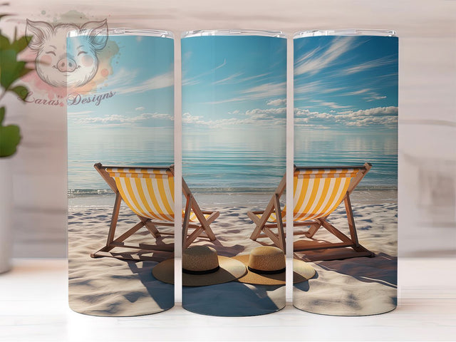 Summer Coastal Beach Scene Tumbler, Summer Beach Sublimation Design, Coastal Cup Art, 20oz Holiday Tumbler, Whimsical Beach Mug, Stylish Ocean Cup, Cozy Summer Wrap Sublimation Lara' s Designs 