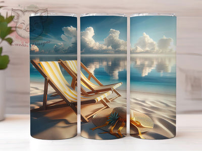 Summer Coastal Beach Scene Tumbler, Summer Beach Sublimation Design, Coastal Cup Art, 20oz Holiday Tumbler, Whimsical Beach Mug, Stylish Ocean Cup, Cozy Summer Wrap Sublimation Lara' s Designs 