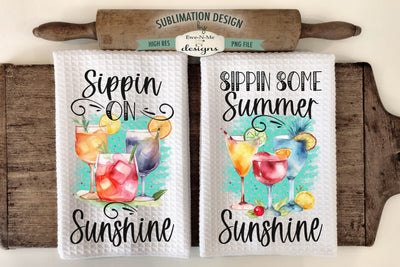 Summer Cocktail Drinks Sublimation Kitchen Towel Designs Sublimation Ewe-N-Me Designs 