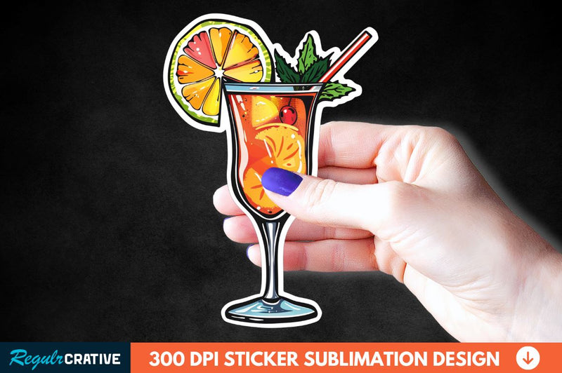 Summer Cocktail Sticker Clipart Sublimation Regulrcrative 