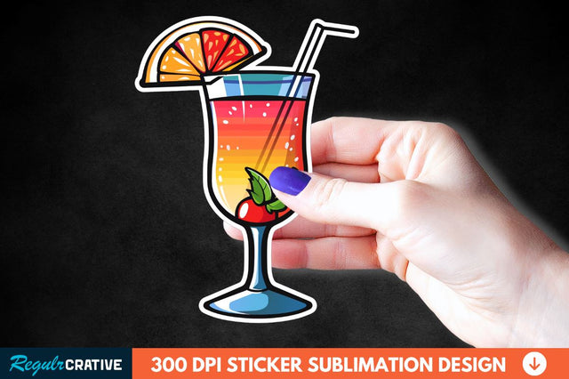 Summer Cocktail Sticker Clipart Sublimation Regulrcrative 