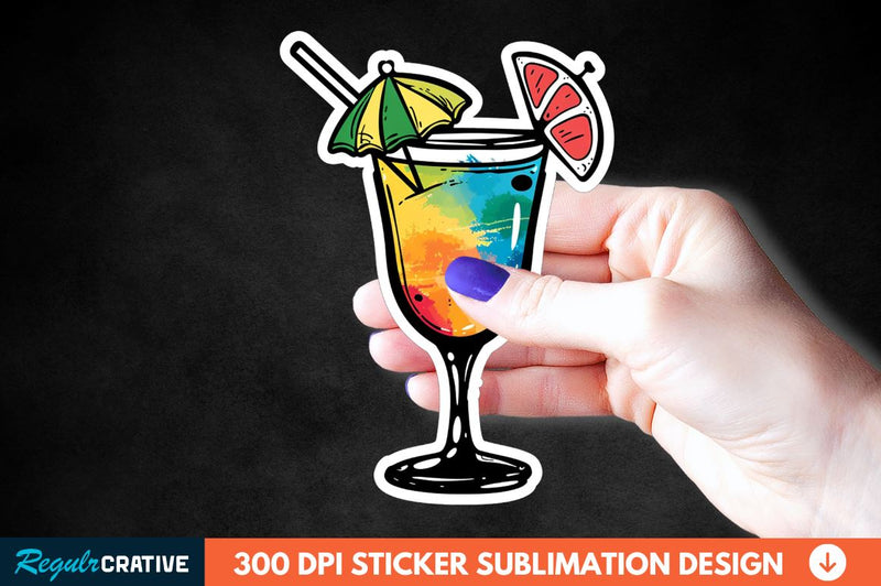 Summer Cocktail Sticker Clipart Sublimation Regulrcrative 