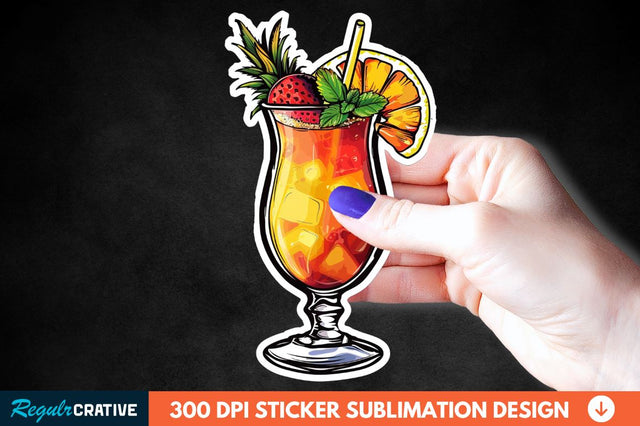 Summer Cocktail Sticker Clipart Sublimation Regulrcrative 