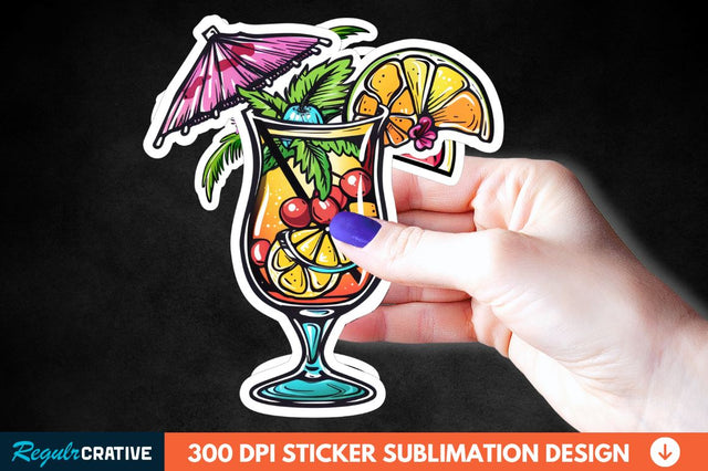 Summer Cocktail Sticker Clipart Sublimation Regulrcrative 