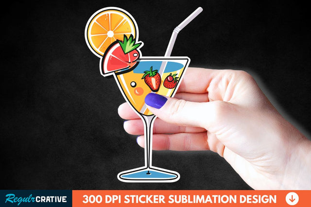 Summer Cocktail Sticker Clipart Sublimation Regulrcrative 