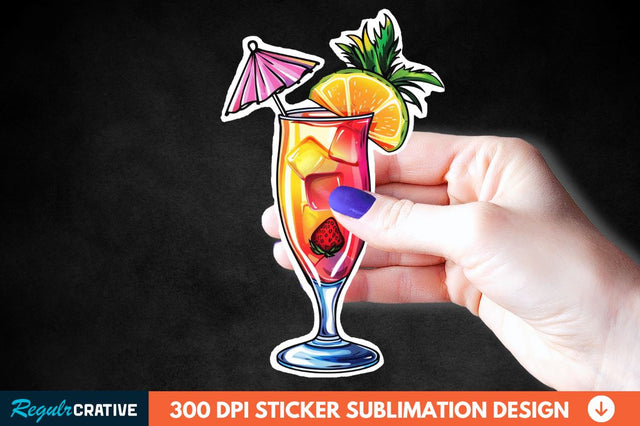 Summer Cocktail Sticker Clipart Sublimation Regulrcrative 