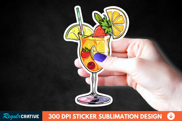 Summer Cocktail Sticker Clipart Sublimation Regulrcrative 