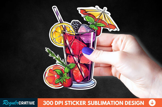 Summer Cocktail Sticker Clipart Sublimation Regulrcrative 
