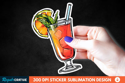 Summer Cocktail Sticker Clipart Sublimation Regulrcrative 