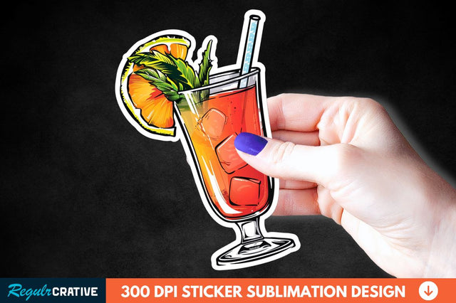 Summer Cocktail Sticker Clipart Sublimation Regulrcrative 