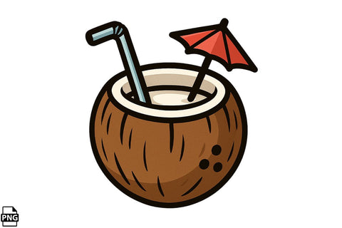 Summer Coconut Drink PNG Clipart Bundle Printable File Sublimation Creativedesigntee 