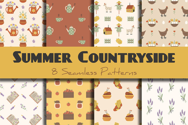 Summer Countryside Seamless Patterns Digital Pattern Rin Green 