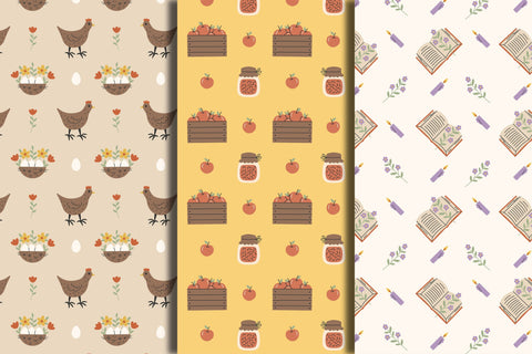 Summer Countryside Seamless Patterns Digital Pattern Rin Green 