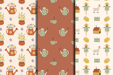 Summer Countryside Seamless Patterns Digital Pattern Rin Green 