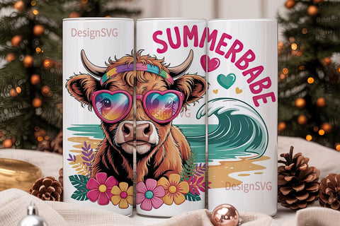 Summer Cow Babe 20oz Tumbler Wrap Sublimation DesignSVG 