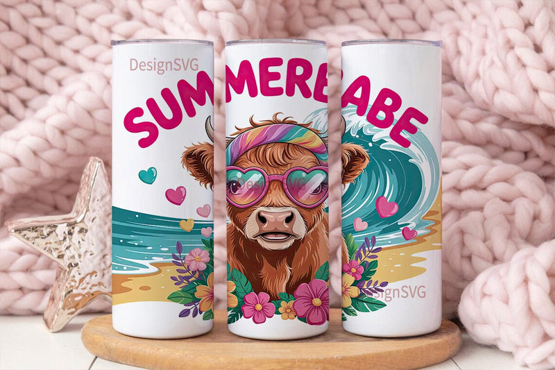 Summer Cow Babe 20oz Tumbler Wrap Sublimation DesignSVG 