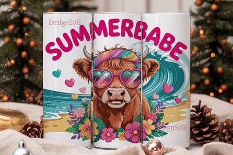 Summer Cow Babe 20oz Tumbler Wrap Sublimation DesignSVG 