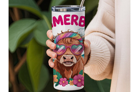 Summer Cow Babe 20oz Tumbler Wrap Sublimation DesignSVG 