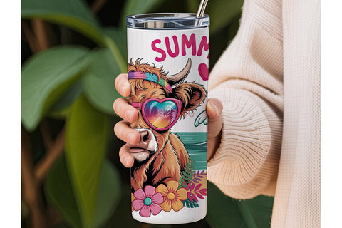 Summer Cow Babe 20oz Tumbler Wrap Sublimation DesignSVG 