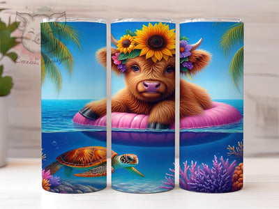 Summer Cow Country 20oz Tumbler Wrap, Highland Cow Design, Country Style Wrap, Sublimation Wrap, 20oz Tumbler Design, PNG Tumbler Wrap, Seasonal Theme Sublimation Lara' s Designs 