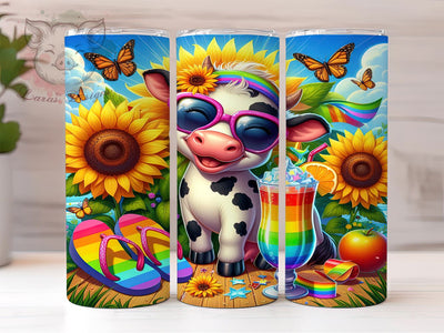Summer Cow Tumbler, Cute Cow Design, Hello Summer, 20oz Tumbler Wrap, Sublimation PNG, Digital Download, Fun Summer Vibes Sublimation Lara' s Designs 