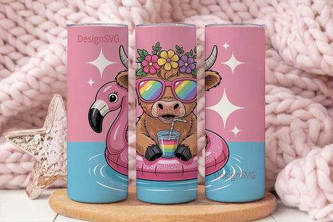 Summer Cow Tumbler Design Sublimation DesignSVG 