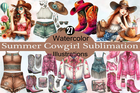 Summer Cowgirl Sublimation Clipart Bundle Sublimation SVGArt 