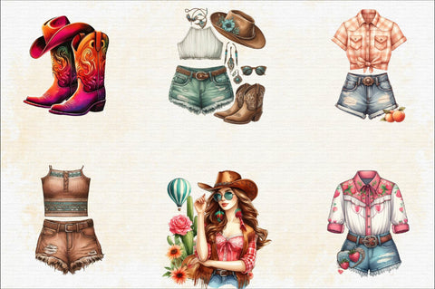 Summer Cowgirl Sublimation Clipart Bundle Sublimation SVGArt 