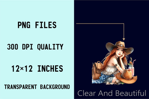 Summer Cowgirl Sublimation Clipart Bundle Sublimation SVGArt 