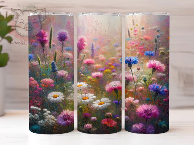 Summer Daisy Meadow 20oz Tumbler, Daisy Cup Wrap, Cornflower Floral Design, Sublimation Tumbler Wrap, 20Oz Tumbler Design, Artistic Wildflower Cup, Stylish Summer Floral Wrap Sublimation Lara' s Designs 